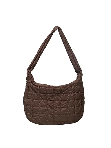 TIAASTAP Gesteppte Umhängetasche für Damen Puffer Tote Bag Leicht Handtasche Damen Groß Gesteppte Tasche Puffy Tote Bag mit Reißverschluss Stepptasche Schultertasche Gittermuster von TIAASTAP