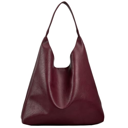 TIAASTAP Groß Handtasche für Damen Weiche Leder Tote Bag Shopper Tasche Damen Schultertasche Hobo Bag Shoulder Bag Uni Tasche Beuteltasche Tragetasche Umhängetasche mit klein Geldbörse von TIAASTAP