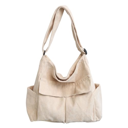 TIAASTAP Gross Umhängetasche für Damen Cord Tasche mit Reißverschluss Groß Handtasche Umhängetasche Damen Stoff Vintage Hobo Crossbody Bag Damen Groß Messenger Bag mit mehreren Taschen von TIAASTAP