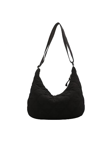 TIAASTAP Große Umhängetasche aus Nylon, Einfarbige Hobo Bag Halbmond Crossbody Bag mit Reißverschluss, Leichte Handtasche Schultertasche Stofftasche mit verstellbarer Schultergurt Shoulder Bag von TIAASTAP