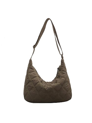 TIAASTAP Große Umhängetasche aus Nylon, Einfarbige Hobo Bag Halbmond Crossbody Bag mit Reißverschluss, Leichte Handtasche Schultertasche Stofftasche mit verstellbarer Schultergurt Shoulder Bag von TIAASTAP