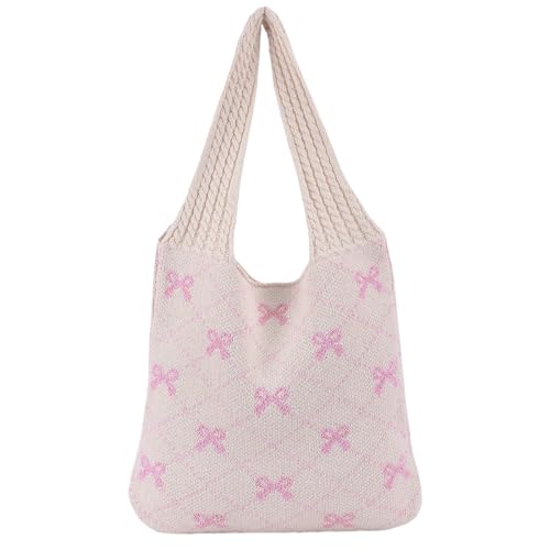 TIAASTAP Häkeltasche Strick Handtasche Teenager Mädchen y2k Tasche Hobo Bag Damen Tote Bag Aesthetic Beuteltasche Gestrickte Umhängetasche Shopper Tasche Shoulder Bag Tragetasche von TIAASTAP