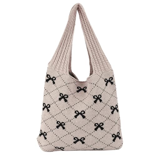 TIAASTAP Häkeltasche Strick Handtasche Teenager Mädchen y2k Tasche Hobo Bag Damen Tote Bag Aesthetic Beuteltasche Gestrickte Umhängetasche Shopper Tasche Shoulder Bag Tragetasche von TIAASTAP