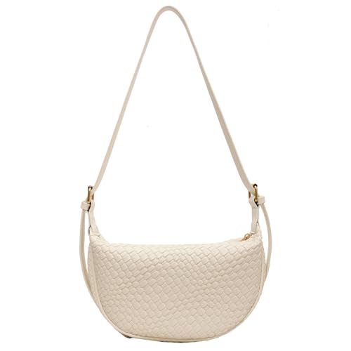 TIAASTAP Halbmond Crossbody Bag Damen Geflochtene Tasche Einfarbig Handtasche Damen Umhängetasche Y2K Gewebte Tasche Half Moon Bag Tote Bag Women's Hobos & Shoulder Bags Woven Bag von TIAASTAP