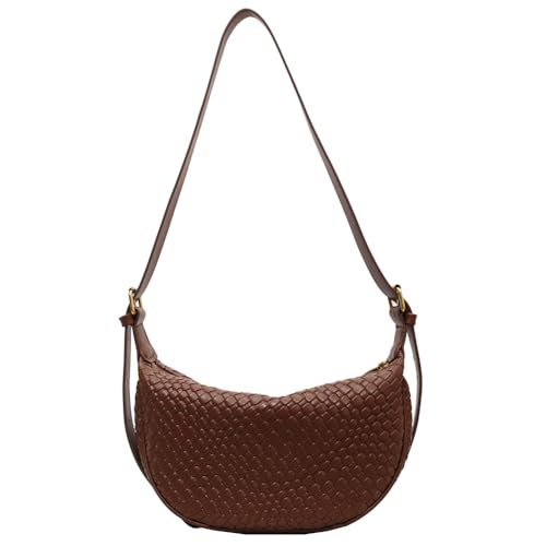 TIAASTAP Halbmond Crossbody Bag Damen Geflochtene Tasche Einfarbig Handtasche Damen Umhängetasche Y2K Gewebte Tasche Half Moon Bag Tote Bag Women's Hobos & Shoulder Bags Woven Bag von TIAASTAP