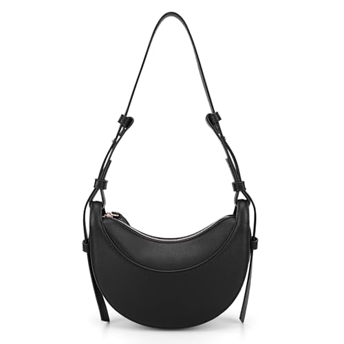 TIAASTAP Halbmond Tasche PU Leder, Einfarbig Hobo Bag Crossbody Bag Damen Leder Schultertasche Damen Klein Umhängetasche Stylisch Bauchtasche Moon Bag Crossbag mit zwei Schultergurten von TIAASTAP