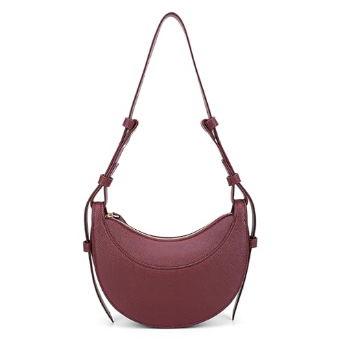 TIAASTAP Halbmond Tasche PU Leder, Einfarbig Hobo Bag Crossbody Bag Damen Leder Schultertasche Damen Klein Umhängetasche Stylisch Bauchtasche Moon Bag Crossbag mit zwei Schultergurten von TIAASTAP