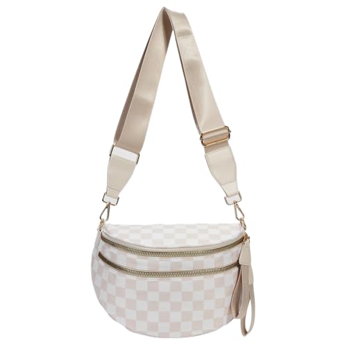 TIAASTAP Kariert Crossbody Bag Groß Bauchtasche Damen-Umhängetaschen Stoff Handtasche Sport Crossbag Gross Damen-Schultertaschen Hüfttasche Brusttasche Gürteltasche von TIAASTAP