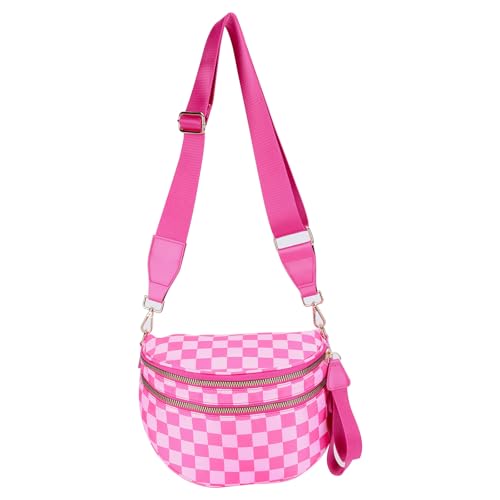 TIAASTAP Kariert Crossbody Bag Groß Bauchtasche Damen-Umhängetaschen Stoff Handtasche Sport Crossbag Gross Damen-Schultertaschen Hüfttasche Brusttasche Gürteltasche von TIAASTAP