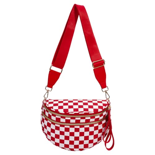 TIAASTAP Kariert Crossbody Bag Groß Bauchtasche Damen-Umhängetaschen Stoff Handtasche Sport Crossbag Gross Damen-Schultertaschen Hüfttasche Brusttasche Gürteltasche von TIAASTAP