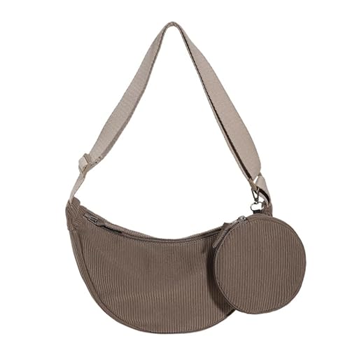 TIAASTAP Kleine Halbmondtasche aus Cord, Einfarbig Crossbody Bag Bauchtasche Cord Tasche Umhängetasche Damen Stoff Halfmoon Bag Women's Hobos & Shoulder Bags mit verstellbarer Schultergurt von TIAASTAP