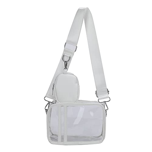 TIAASTAP Konzert Tasche Durchsichtige, Entspricht der Stadion-Norm, Transparente Umhängetasche Damen, Wasserdichte Klare Crossbody Tasche, Breite Schultergurte Bequemer, mit kleiner tasche, Weiß von TIAASTAP