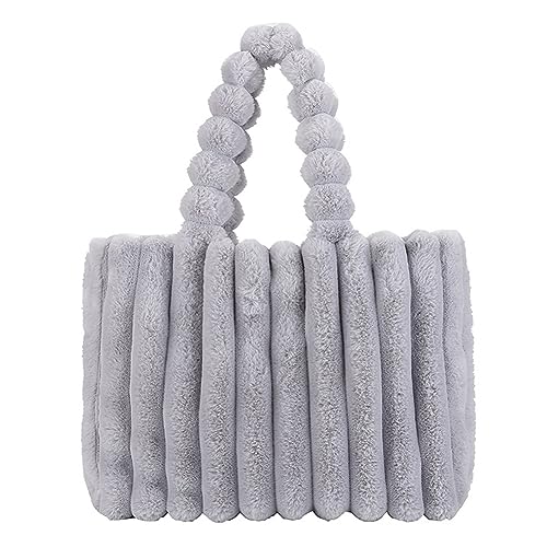 TIAASTAP Plüsch Handtasche für Damen Puffy Tote Bag Einfarbig Shopper Tasche Groß Umhängetasche Winter Große Warme Schultertasche Puffer Bag Hobo Bag Henkeltasche Handbags for Women von TIAASTAP