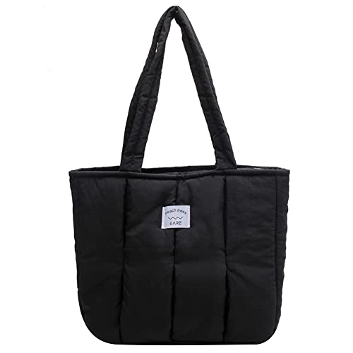 TIAASTAP Puffer Tote Bag für Damen Groß Handtasche Einfarbig Schultertasche Shopper Tasche Tote Bag mit Reißverschluss Gesteppte Tasche Stepptasche Umhängetasche für Einkaufen Reisen Arbeit von TIAASTAP