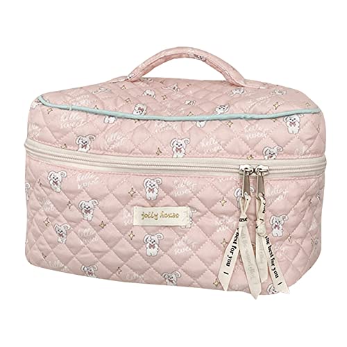 TIAASTAP Reise Kosmetiktasche Groß Damen Gesteppte Kulturtasche mit Blumenmuster, Weiche Kosmetiktäschchen Kawaii Kulturbeutel Aesthetic Make up Bag Cosmetic Bag Beauty Bag für Damen Mädchen von TIAASTAP