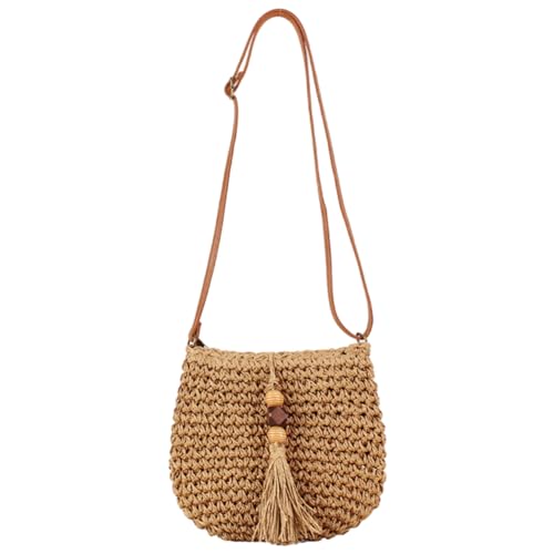 TIAASTAP Strohtasche Damen Geflochtene Tasche, Sommer Gewebte Umhängetasche Groß Boho Rattan Basttasche Hippie Tasche Korbtasche Woven Bag Straw Bag von TIAASTAP