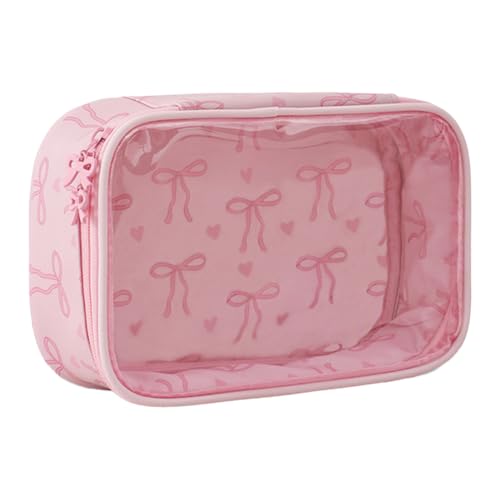 TIAASTAP Transparente Kosmetiktasche mit Schleifen, klein Kulturtasche Make up Organizer Tasche Aesthetic Stuff Kulturbeutel Schminktasche Waschtasche Geschenk Teenager Mädchen Damen von TIAASTAP