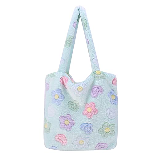 TIAASTAP Weiche Plüsch Handtasche Teddy Tasche Shopper Felltasche Groß Plüschtasche Schultertasche Niedlich Puffer Tote Bag Aesthetic Kawaii Deko Flauschige Tasche Handtaschen für Uni Mädchen von TIAASTAP