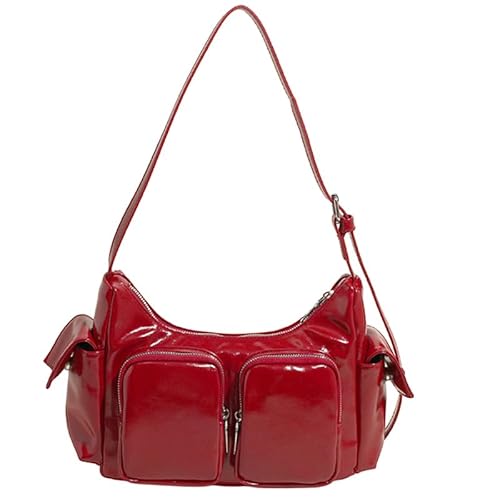 TIAASTAP Y2K Handtasche mit 4 Fächern (2x vorne + 2x seitlich) Vintage Handbags Shoulder Bag Schultertasche Crossbody Bag Umhängetasche | PU Leder City Bag für Damen & Teenager Mädchen von TIAASTAP