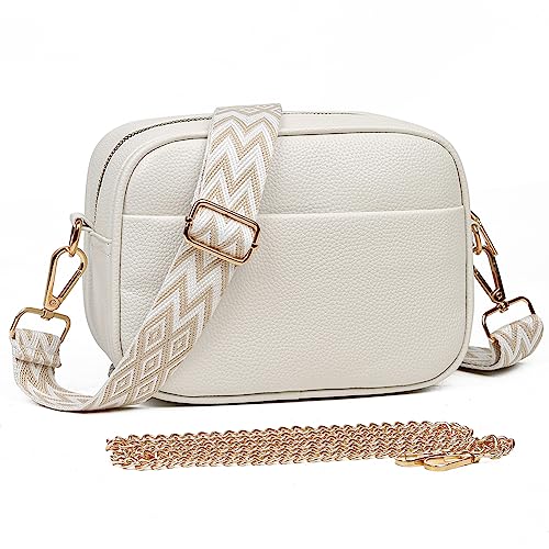 TIAASTAP klein Umhängetasche für Damen veganem Leder Crossbody Bag Damen Breiter Gurt Schultertasche Handytasche zum Umhängen Handtasche Moderne Taschen mit Breitem Schultergurt und Kette von TIAASTAP