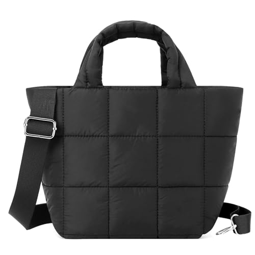 TIAASTAP mini Puffer Tote Bag mit Reißverschluss kleine Gesteppte Umhängetasche Leicht kleine Handtasche Puffy mit Abnehmbarer Gurt Crossbody Bag von TIAASTAP