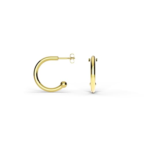 TIABELLE – Creolen LOOP aus Titan – Goldfarbene Ohrringe für Damen – allergenfrei & hautverträglich – Handmade in Germany (16,0mm ø) von TIABELLE