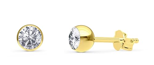 TIABELLE – Ohrstecker KIRA aus Titan mit funkelnden Swarovski® Zirconias – Goldfarbene Ohrringe für Damen – allergenfrei & hautverträglich – Handmade in Germany (MIDI | 5,0mm ø | Gold White) von TIABELLE