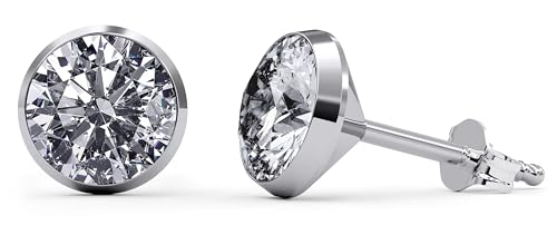 TIABELLE – Ohrstecker TRUMPET aus Titan mit funkelnden Swarovski® Zirconias – Ohrringe für Damen – allergenfrei & hautverträglich – Handmade in Germany (MAXI | 7,5mm ø) (Silver Grey) von TIABELLE