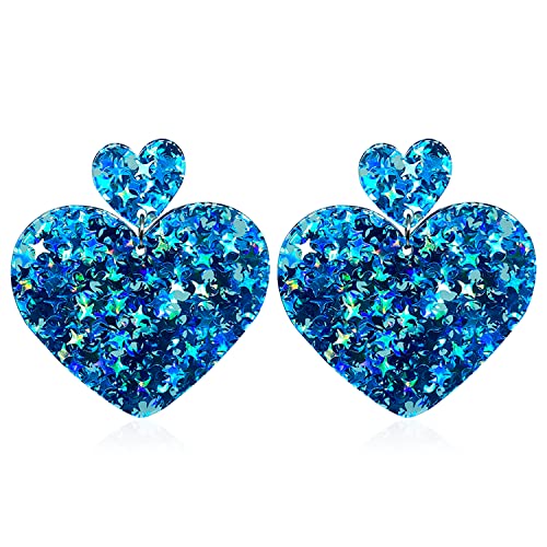 TIANBANGSHI Retro Acrylic Round Rectangle Heart Shape Glitter Sequins Dangle Drop Stud Earrings Boho Lightweight Resin Geometric Sparkly Star Statement for Earrings Women 70s 80s, Acryl TIANBANGSHI Retro Acrylic Round Rectangle Heart Shape Glitter Sequins Dangle Drop Stud Earrings Boho Lightweight Resin Geometric Sparkly Star Statement for Earrings Women 70s 80s, Acryl von TIANBANGSHI