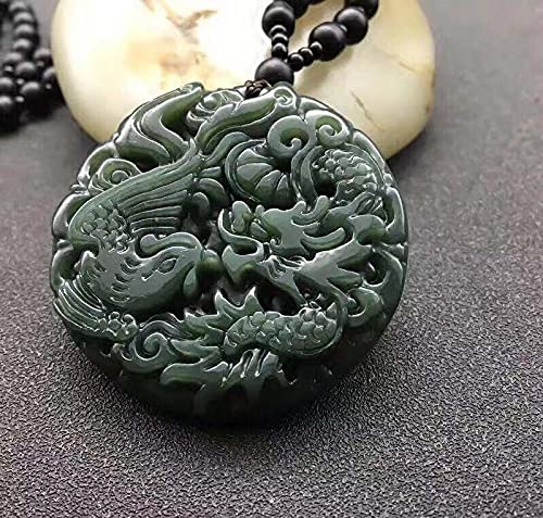 TIANHEY 100% natürliche authentische Hetian Jade Saphir Anhänger Jade Geschenk Drache Phoenix Anhänger Halskette Marke Männer Frauen echte Jade Schmuck von TIANHEY