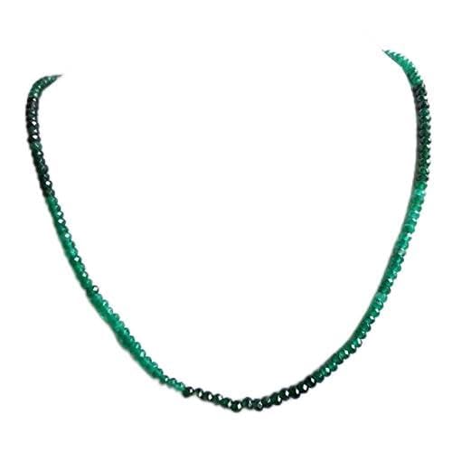 TIANHEY 3 * 4 mm facettierte grüne Aventurin-Halskette für Frauen, natürliche facettierte Jadestein-Perlenkette, Halsband, Abakus, Damenschmuck von TIANHEY