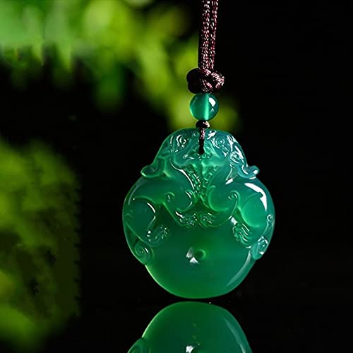 TIANHEY Chinesischer natürlicher roter Chalcedon, handgeschnitzter Doppel-Jade-Anhänger, Mode-Boutique-Schmuck, Herren- und Damen-Achat-Halskette, Geschenk von TIANHEY