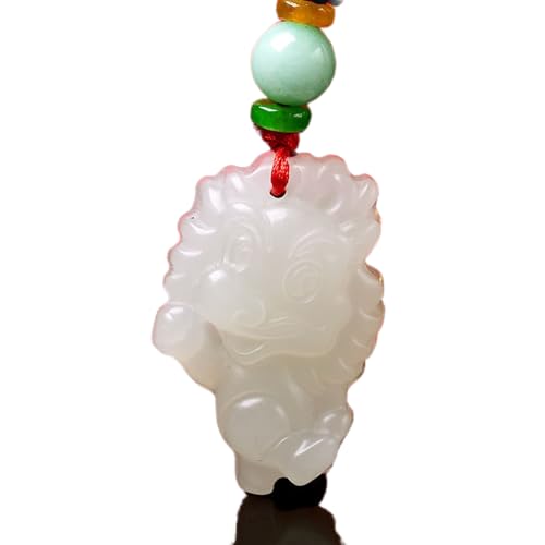 TIANHEY Chinesisches Sternzeichen Jade Anhänger Amulett Charm Schmuck Weiß Natur Chinesische Mode Männer Geschenke Halskette Geschnitzt Frauen Jadeit von TIANHEY