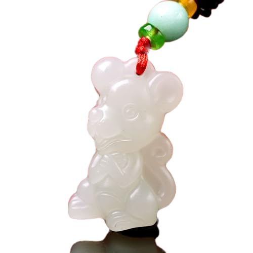 TIANHEY Chinesisches Sternzeichen Jade Anhänger Amulett Charm Schmuck Weiß Natur Chinesische Mode Männer Geschenke Halskette Geschnitzt Frauen Jadeit von TIANHEY