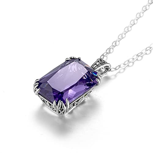 TIANHEY Echt 925 Sterling Silber Edlen Schmuck Halskette Quadrat Granat Klassische Slide Anhänger Für Frauen Zubehör Silber 925 Geschenke von TIANHEY