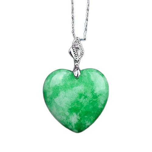 TIANHEY Geschnitzter grüner Jade-Herz-Anhänger, chinesische Liebes-Halsketten-Charme, Jadeit-Schmuck, Mode, glücklicher Mann, Frau, Amulett, Geschenke von TIANHEY