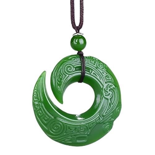 TIANHEY Grüne Jade Drachen Jade Anhänger Mode Runen Halskette Schmuck Chinesisch handgeschnitzt Relax Frauen Mann Glück Geschenk von TIANHEY