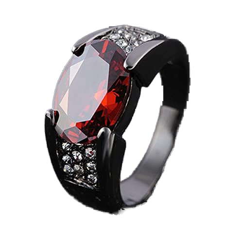 TIANHEY Hip-Hop 14K Schwarz Gold Rubin Obsidian Ring Party Hochzeit Saphir Rein Für Frauen Männer Unisex Rock Obsidian Schmuck ring von TIANHEY