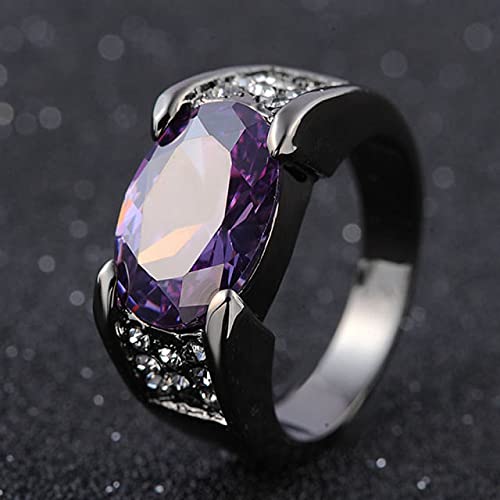 TIANHEY Hip-Hop 14K Schwarz Gold Rubin Obsidian Ring Party Hochzeit Saphir Rein Für Frauen Männer Unisex Rock Obsidian Schmuck ring von TIANHEY