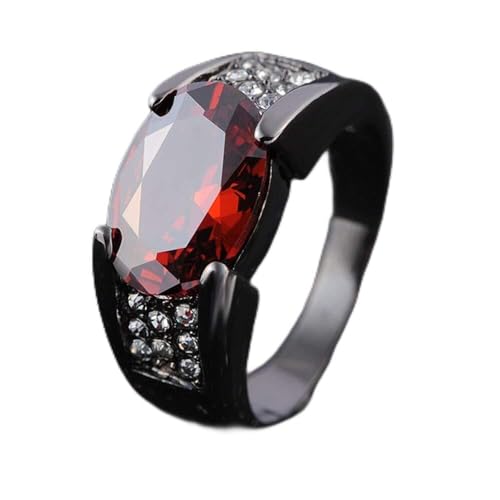 TIANHEY Hip-Hop 14K Schwarz Gold Rubin Obsidian Ring Party Hochzeit Saphir Rein Für Frauen Männer Unisex Rock Obsidian Schmuck ring von TIANHEY