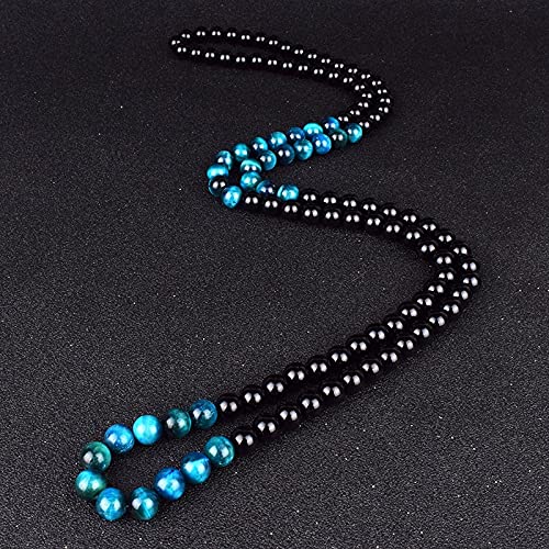 TIANHEY Mode See Blau Tigerauge Stein Halsketten Männer Natürliche Onyxs Obsidian Meditation Halskette Frauen Yoga Gebet Handgemachten Schmuck von TIANHEY