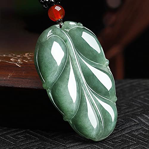 TIANHEY Myanmar Jadeit Blatt Anhänger Frauen Burma zertifizierte Jade Stein Charms Zubehör Schmuck Amulett Geschenke von TIANHEY