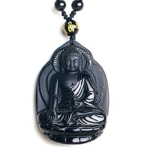 TIANHEY Natürliche Obsidian Bodhisattva Anhänger Halskette Modeschmuck Buddha Statue Halskette von TIANHEY