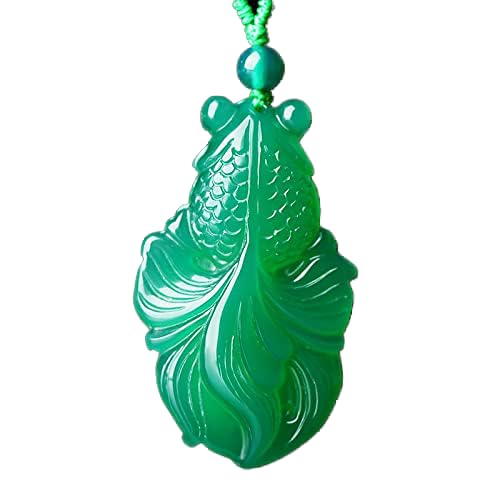 TIANHEY Natürliche chinesische bunte Achat handgeschnitzte Gold Fisch Jade Anhänger Modeschmuck Jade Chalcedon Halskette für Männer und Frauen von TIANHEY