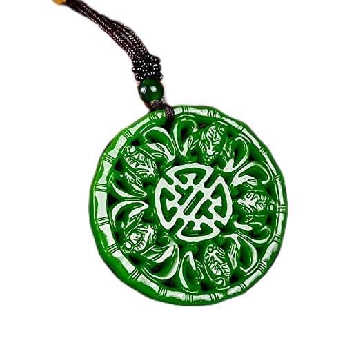 TIANHEY Natürliche grüne handgeschnitzte Fledermaus-Jade-Anhänger, Mode-Boutique-Schmuck, Wufu-Halskette für Herren und Damen, Geschenk-Accessoires von TIANHEY