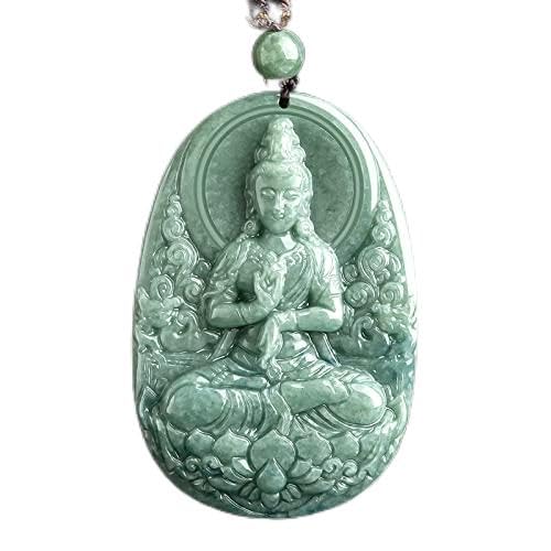 TIANHEY Natürlicher Jade Beagreen Baolian Guanyin Anhänger Hand Charm Schmuck geschnitzt für Damen Herren Modeaccessoires von TIANHEY