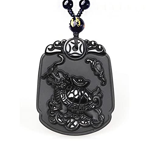 TIANHEY Original Schwarzer Obsidian Drachenschildkröte Halskette Anhänger Jade Anhänger Halskette Herrenschmuck Damenschmuck Jadeschmuck von TIANHEY