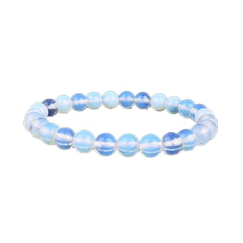 TIANHEY Weißes Opal-Armband für Herren, Mondstein-Armbänder, Damen, elastisch, bunt, glatt, Katzenaugen-Stein, Schmuck von TIANHEY