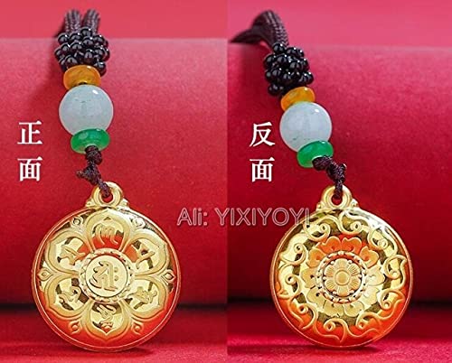 TIANHEY Wunderschöner, aus massivem Gold eingelegter chinesischer Buddhismus-Herz-Sutra-Guanyin-Buddha-Pixiu-Segen-Amulett-Anhänger-Halsketten-Charm-Schmuck von TIANHEY