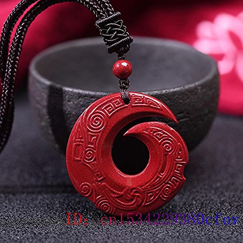 Zinnober-Rune-Anhänger, chinesische rote Halskette, Jade, Damen-Geschenke, Amulett, modischer Charme, geschnitzt, N-Schmuck von TIANHEY